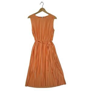 ONLY Sherbert Orange Pleeted Midi Dress Size Medium